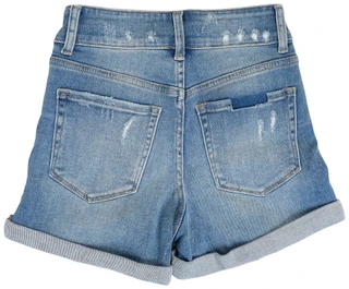 Thumbnail 2: VERVET Women's Medium-Washed Double Button High Rise Jean Shorts  