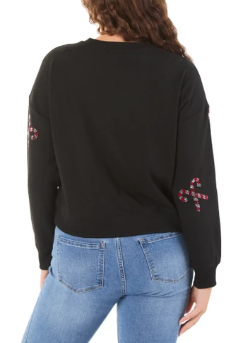 Thumbnail 2: Marled Women's Petite Christmas Embellished Long Sleeve Fleece Top 