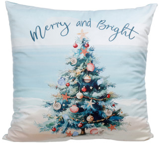 Thumbnail 1: Mina Victory by Nourison 20x20 Coastal Christmas Tree on the Beach Throw Pillow 