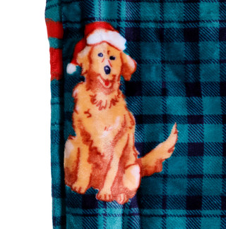 Thumbnail 2: TOMMY BAHAMA 60x70 Christmas Puppy Plaid Print Ultra Soft Plush Throw  