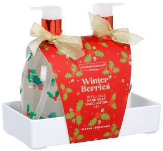Thumbnail 1: SIMPLE PLEASURES 2 Pk Winter Berries Hand Soap & Lotion Set  