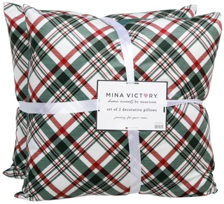 Thumbnail 1: Mina Victory 2 Pk Decorative Plaid Christmas Pillows 
