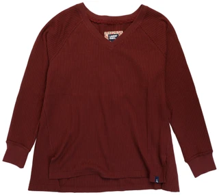 Thumbnail 1: Lands' End Women's Plus Long Sleeve Waffle V-Neck Top 
