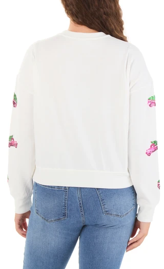 Thumbnail 2: Marled Women's Petite Long Sleeve Sequin Tree Trucks Top 