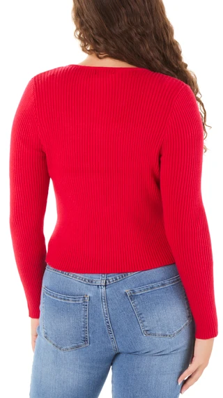 Thumbnail 2: Ragged Rose Juniors Long Sleeve Ribbed Embellished Sweater Top 