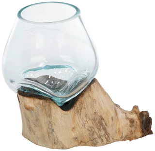 Thumbnail 1: Chesapeake Bay 5x6 Coastal Glass Bowl on Driftwood Home Decor 