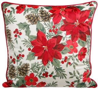 Thumbnail 1: Mina Victory 20x20 Christmas Poinsettia Throw Pillow 
