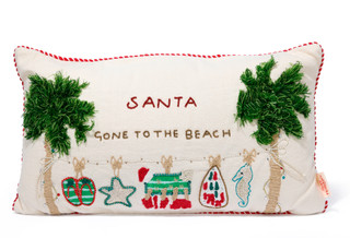 Thumbnail 1: VISTA HOME FASHIONS 24x14 Santa Gone to the Beach Embroidered Christmas Pillow 