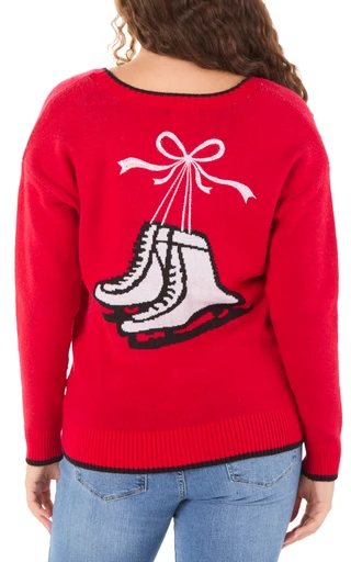 Thumbnail 2: Ragged Rose Juniors Button Front Embroidered Christmas Cardigan 