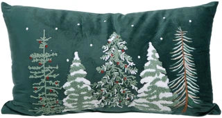 Thumbnail 1: Mina Victory by Nourison 12x20 Snowy Christmas Tree Scene Throw Pillow 