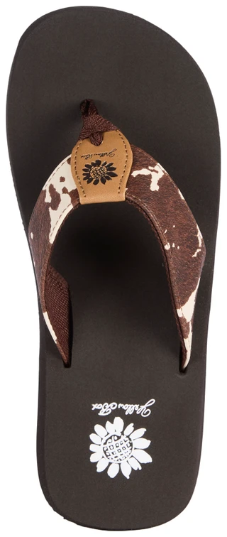 Thumbnail 4: Yellow Box Women's Flexter Cow Print Thong Sandals 