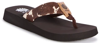 Thumbnail 1: Yellow Box Women's Flexter Cow Print Thong Sandals 