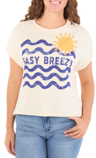 Thumbnail 1: BY TOGETHER Juniors' Short Sleeve Easy Breezy Knit Tee  