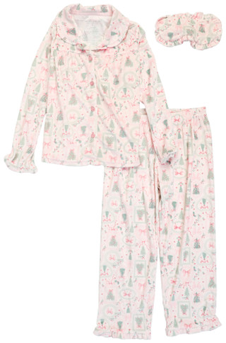 Thumbnail 1: Laura Ashley Little Girl's 2 Pc Christmas Tree Super Soft Pajama Set 