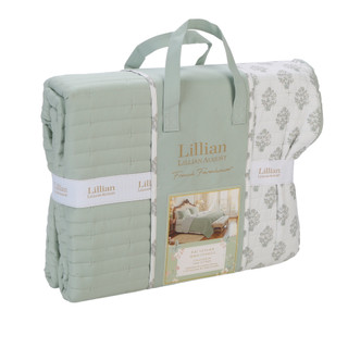 Thumbnail 1: LILLIAN AUGUST 3 Pc Queen French Farmhouse Damask Print Quilt Set  