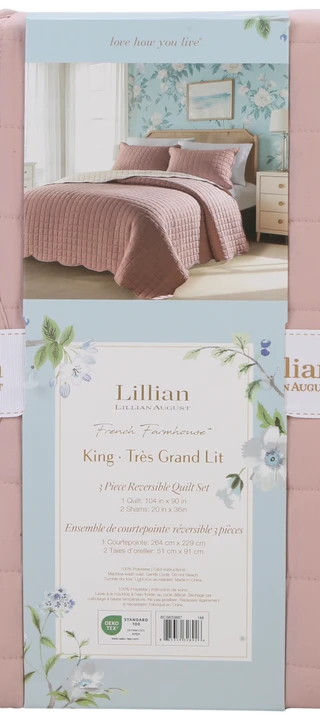 Thumbnail 2: LILLIAN AUGUST 3 Pc King French Farmhouse Reversible Quilt Set 
