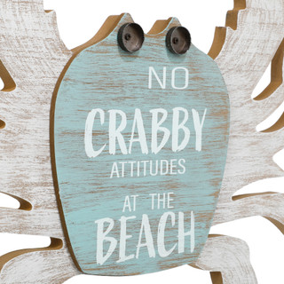 Thumbnail 2: Fancy That 19 In Wooden No Crabby Attitudes At The Beach Sign 