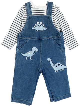 Thumbnail 1: Little Me 2 Pc Baby Long Sleeve Denim Overall Pant Set  