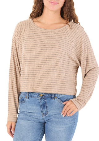 Thumbnail 1: BY TOGETHER Juniors Long Sleeve Loose Fit Top 