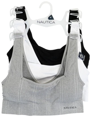 Thumbnail 1: Nautica Women's 3 Pk Ribbed Bralettes  