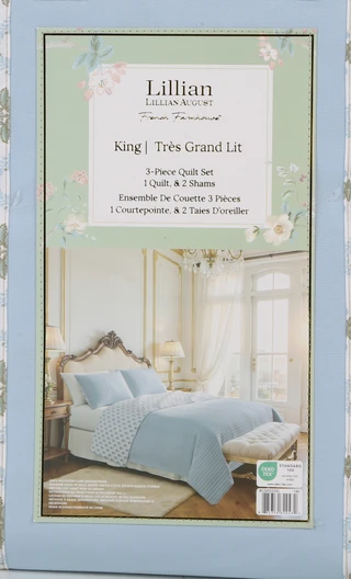 Thumbnail 2: LILLIAN AUGUST 3 Pc King French Farmhouse Floral Print Reversible Quilt Set 