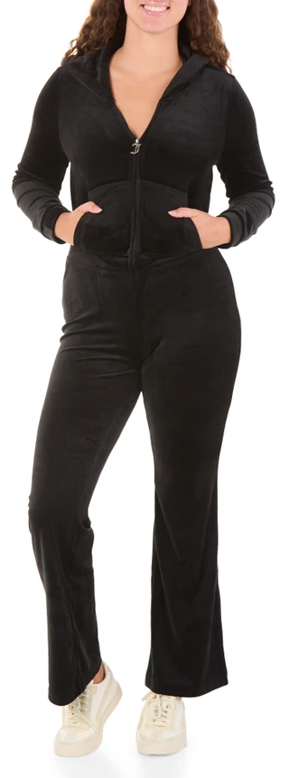 Thumbnail 1: Juicy Couture Juniors' Embossed Velour Hoodie Track Pant Set  