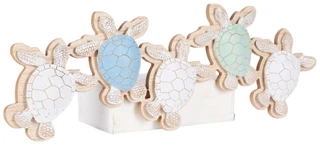 Thumbnail 1: JD YEATTS 19 in Wooden Coastal Sea Turtle Wall Decor  