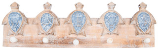 Thumbnail 2: Chesapeake Bay 19 in Wooden Coastal Sea Turtle 5-Hook Wall Rack 