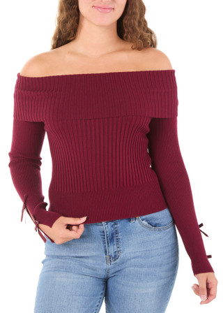 Thumbnail 1: Madden Girl Juniors Long Sleeve Off-The-Shoulder Sweater 