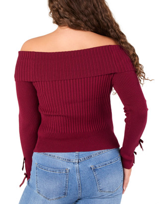Thumbnail 2: Madden Girl Juniors Long Sleeve Off-The-Shoulder Sweater 