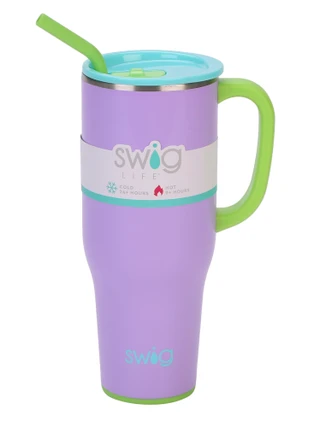 Thumbnail 1: Swig 40 oz Insulated Stainless Steel Mega Mug w/ Lid and Straw 