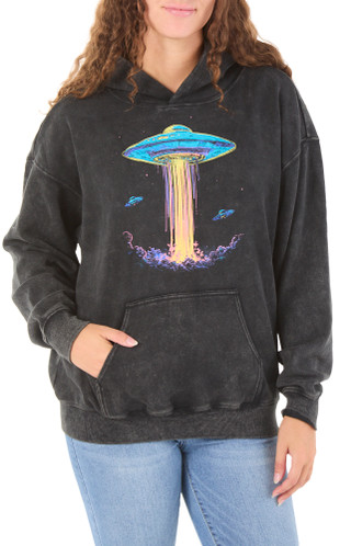 Thumbnail 1: UAP Juniors' Spaceship Acid Wash Hoodie  