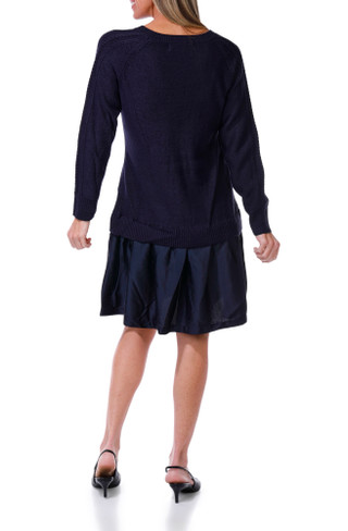 Thumbnail 2: TAYLOR Women's Long Sleeve Knit Sweater Dress with Pleated Hem 