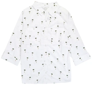 Thumbnail 1: Coral Bay Women's Plus 3/4 Sleeve Palm Button Down Shirt  