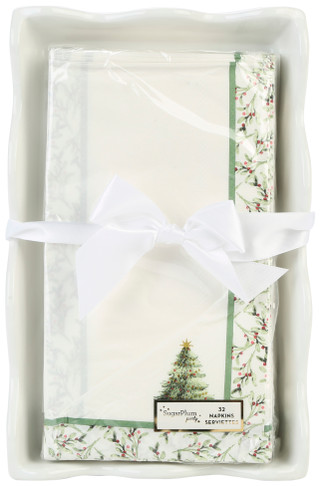 Thumbnail 1: Sugar Plum Party 6x9 Cozy Christmas Ceramic Tray and Guest Paper Napkins  