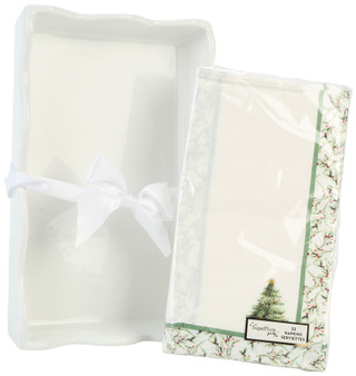 Thumbnail 3: Sugar Plum Party 6x9 Cozy Christmas Ceramic Tray and Guest Paper Napkins  