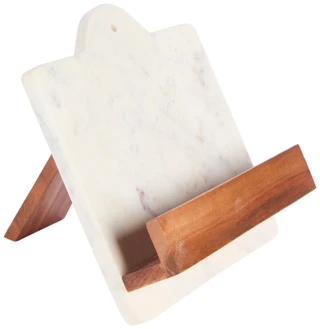 Thumbnail 1: INDIA CONNECTION 10.75x4x10.75 In Wood and Marble Cook Book Stand  