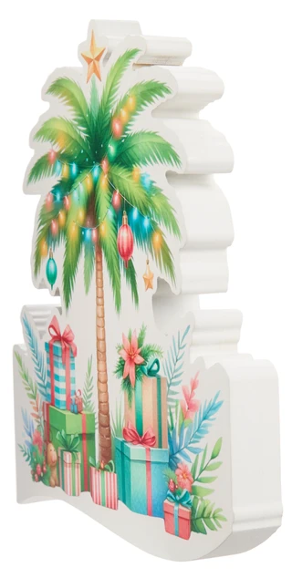 Thumbnail 2: American Art & Decor 10x10 Wooden Tropical Christmas Palm Tree & Presents Accent 