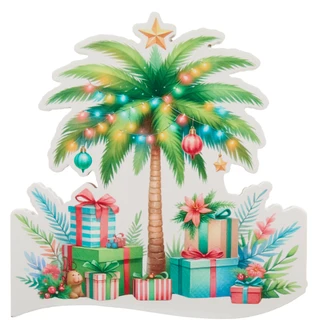 Thumbnail 1: American Art & Decor 10x10 Wooden Tropical Christmas Palm Tree & Presents Accent 
