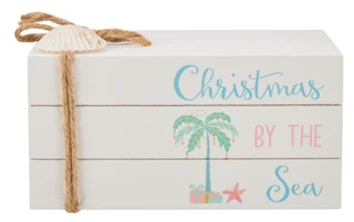 Thumbnail 1: Six Trees 7 in Wooden Coastal Christmas By The Sea Home Decor 