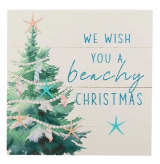 Thumbnail 1: American Art & Decor 12x12 Coastal Christmas Tree Wall Art Decor 