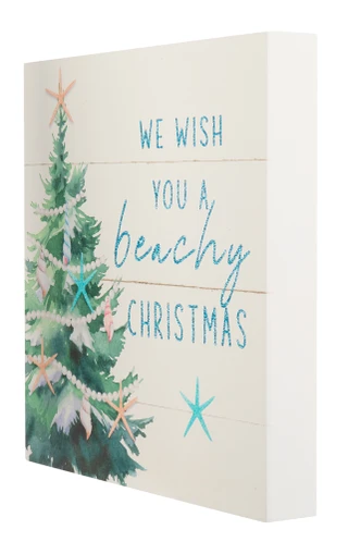 Thumbnail 2: American Art & Decor 12x12 Coastal Christmas Tree Wall Art Decor 