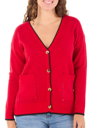 Thumbnail 1: Ragged Rose Juniors Button Front Embroidered Christmas Cardigan 