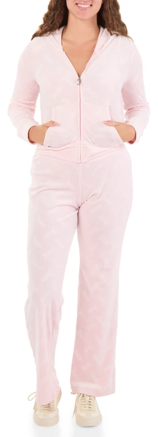 Thumbnail 1: Juicy Couture Juniors' Embossed Velour Hoodie Track Pant Set  