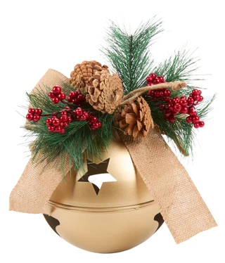 Thumbnail 1: Magical Season Hanging Christmas Bell Decor with Pine Branches & Berries  