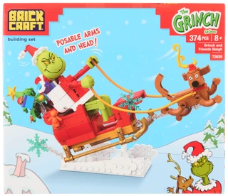 Thumbnail 1: Brick Craft 374 Pc Christmas Grinch in Sleigh with Max Building Set 