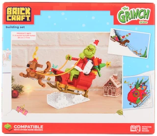 Thumbnail 2: Brick Craft 374 Pc Christmas Grinch in Sleigh with Max Building Set 