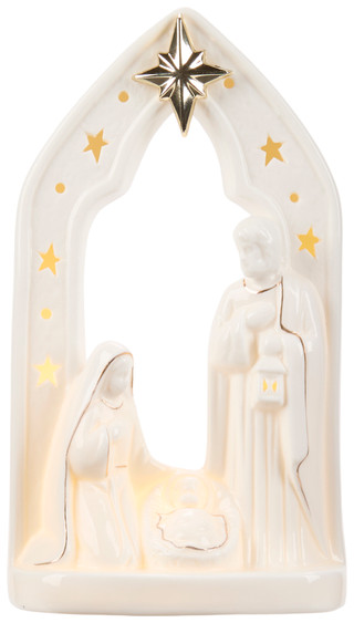 Thumbnail 1: Magical Season 9.5 in LED Christmas Nativity Scene with Gold Star Decor 