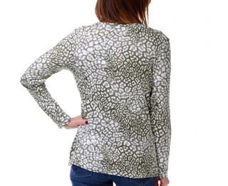 Thumbnail 2: Blue Sol Women's Long Sleeve Leopard Print Scoop Neck Top 