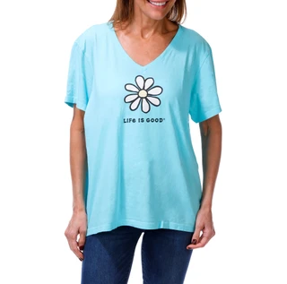 Thumbnail 1: Life is Good Women's Short Sleeve Daisy Graphic V Neck Top 
